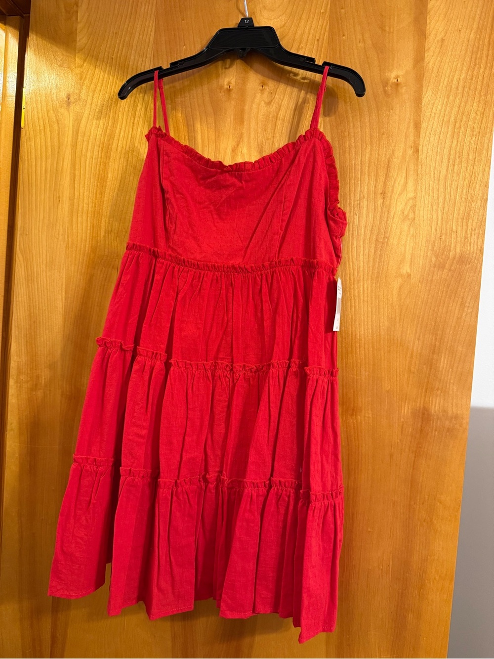 Red Tiered Spaghetti Strap Dress